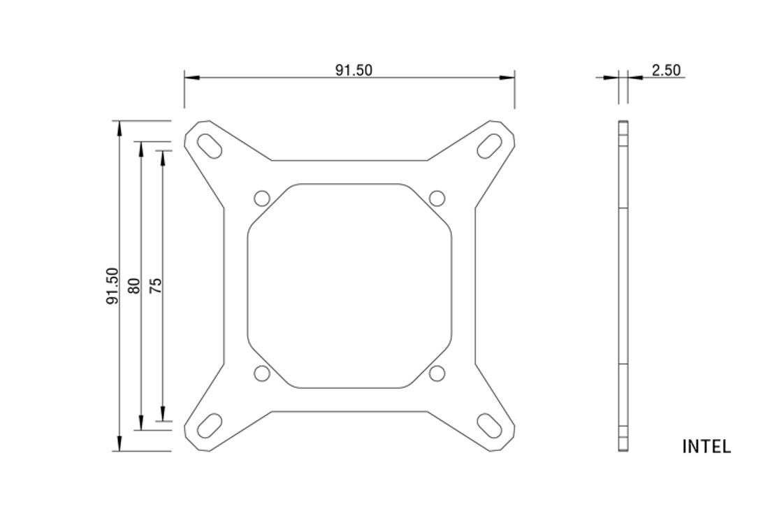 Barrow SIMPLE Series (Square) INTEL LGA1700 Support Bracket set - Black