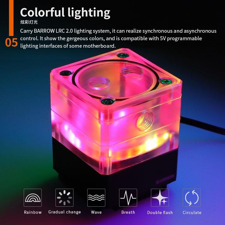 Barrow SPB17-TM 960LPH 17W PWM Mini Pump Reservoir with LRC 2.0 RGB - Black