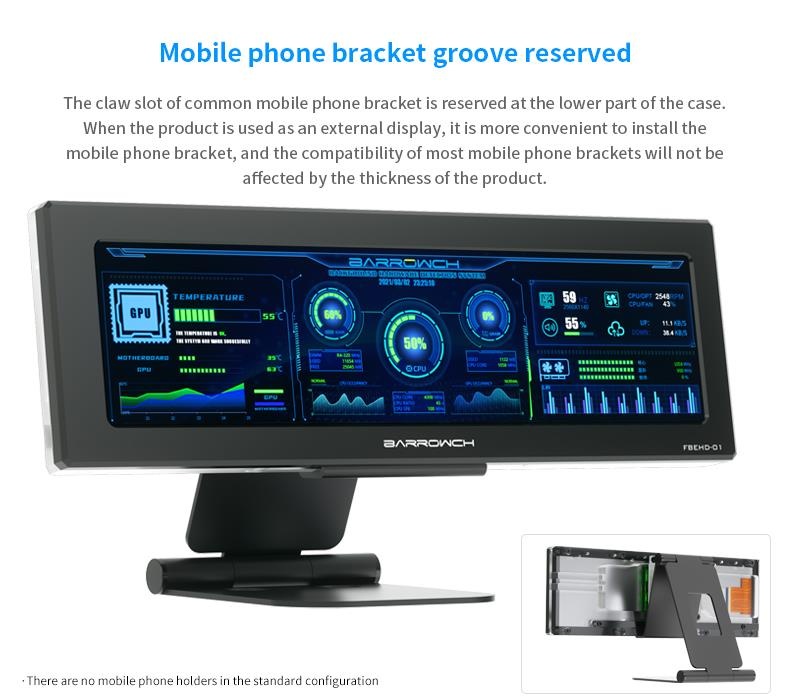 BarrowCH 250mm IPS High Definition System Monitoring LCD Display - Black