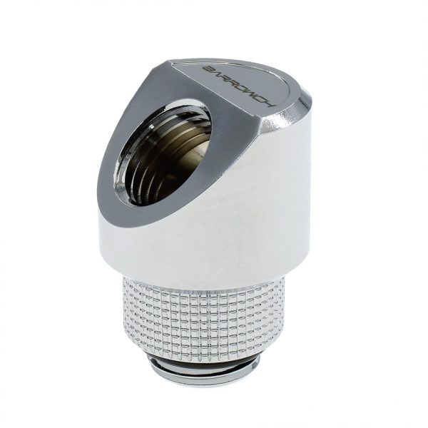 BarrowCH G1/4 Male Rotary to Smooth 45 Degree Female Angle – Shiny Silver
