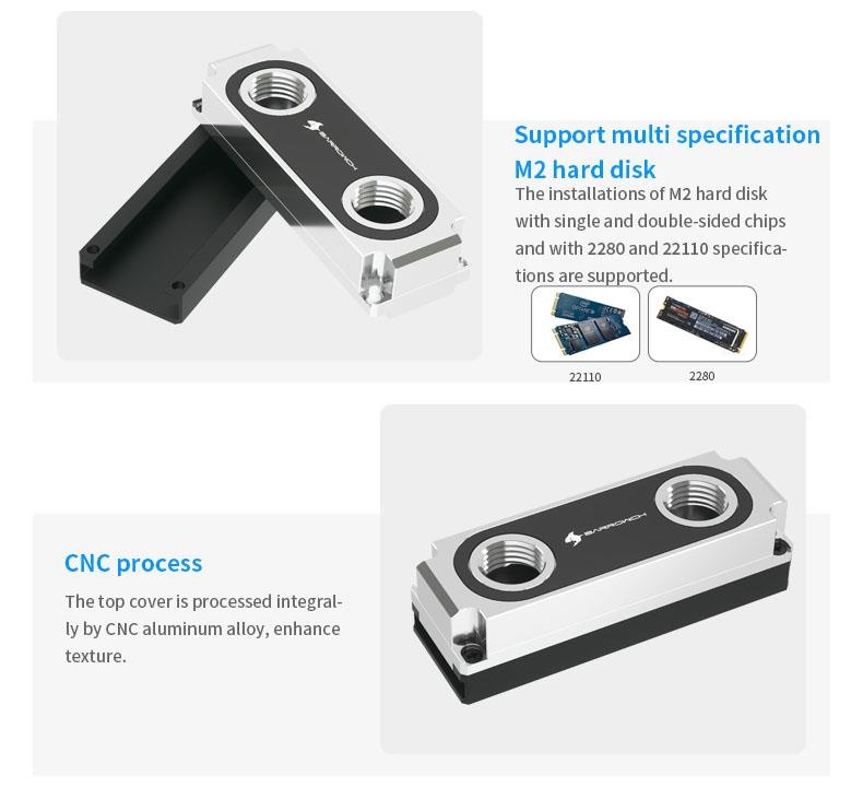BarrowCH M2 Hard Disk Waterblock - Silver - Watercooling UK