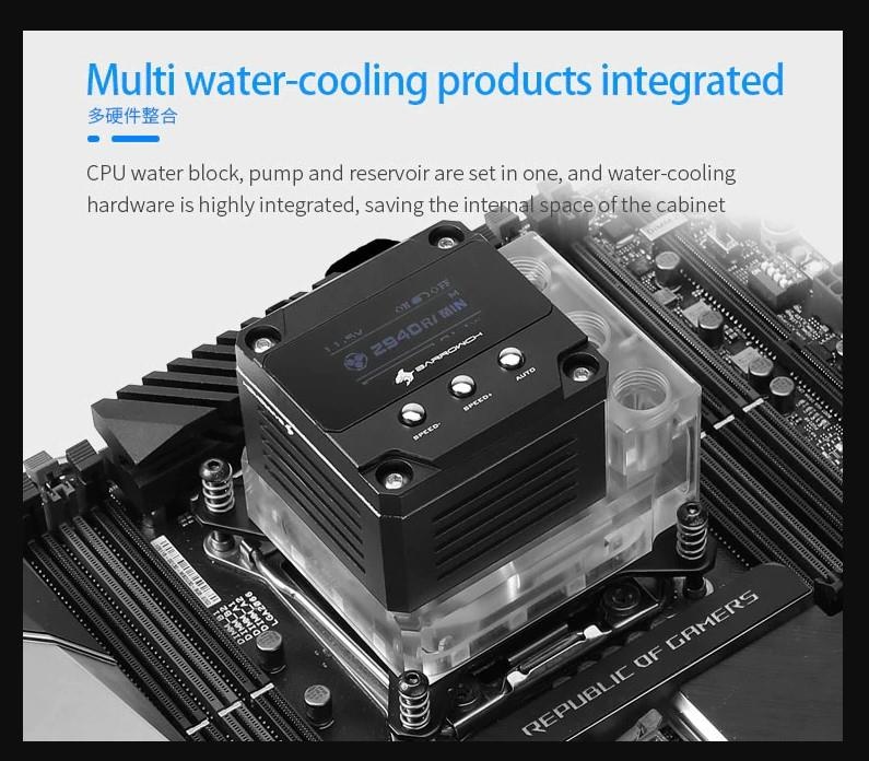 BarrowCH OLED CPU Waterblock, LRC 2.0 RGB, Integrated 17W PWM Pump - INTEL LGA1200 / 1700