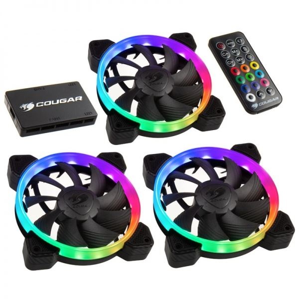 Cougar Hydraulic Vortex RGB HPB 120 mm PWM HDB Cooling Kit with addressable RGB Lighting 3 Pack