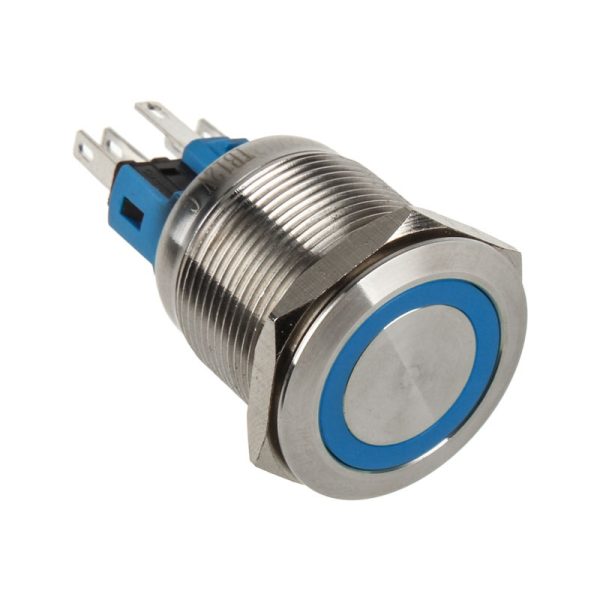 DimasTech vandalism switches / buttons 22mm – Silver Line – blue