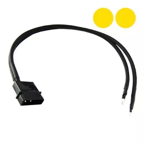 XSPC Twin Wired Yellow 3mm LEDs with 4Pin – Black – 30cm