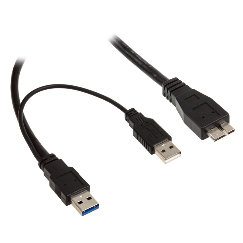 Usb Wire Inline Button InLine 2m USB 3.0 Y-cable, 2x A to Micro B - black - Watercooling UK