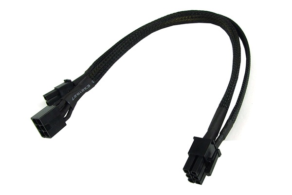 PCI-E power adaptor 6pin -> 8pin PCI-E (or 6pin + 2) 30cm – black