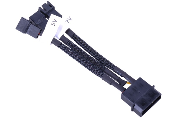Phobya adapter 4Pin Molex to 3Pin 5V/7V/12V 10cm – black