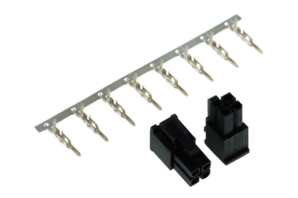 Phobya ATX Power Connector 4Pin male incl. 4 Pins - 2 pcs Black