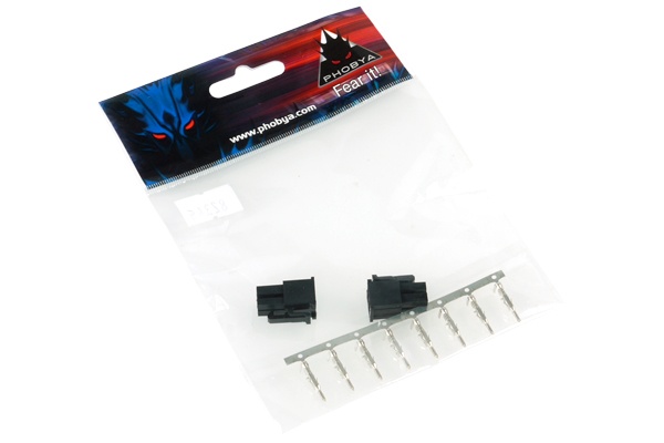 Phobya ATX Power Connector 4Pin male incl. 4 Pins - 2 pcs Black