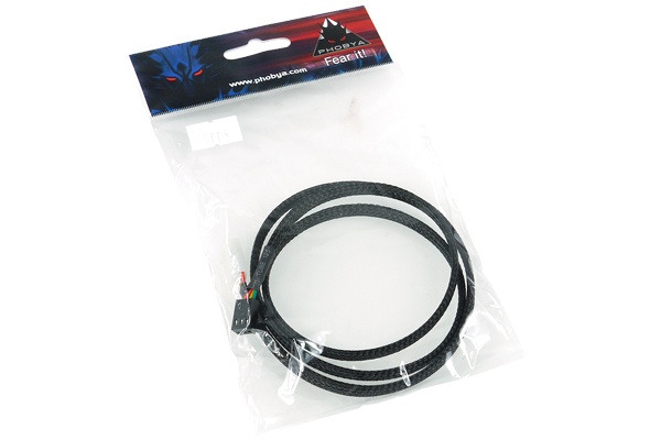 Phobya Flow Meter Cable 3-pin 80cm - Black Sleeved