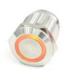 Phobya push-button 19mm stainless steel, orange lighting, with screw-on contacts 6pin