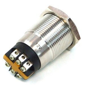 Phobya push-button 19mm stainless steel, orange lighting, with screw-on contacts 6pin : image 2
