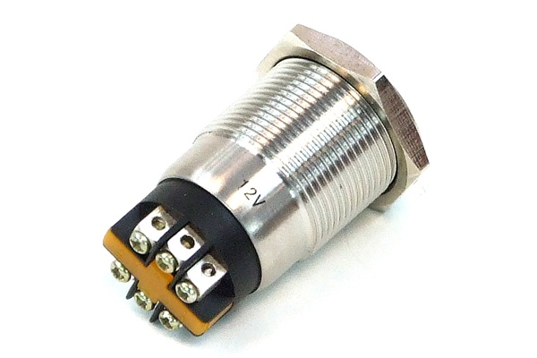 Phobya push-button 19mm stainless steel, orange lighting, with screw-on contacts 6pin : image 2