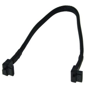Phobya SATA 3.0 connection cable angled with safety latch 30cm - black sleeved