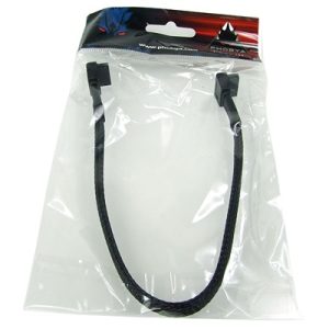 Phobya SATA 3.0 connection cable angled with safety latch 30cm - black sleeved