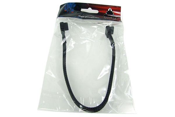 Phobya SATA 3.0 connection cable angled with safety latch 30cm - black sleeved