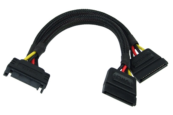 Phobya SATA power Y-cable SATA socket to 2x SATA plug 15cm – black