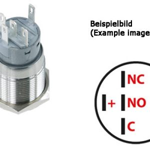 Phobya Vandalism-Proof 19mm Switch, Aluminium Black, White Ring 6pin
