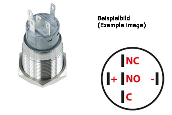 Phobya Vandalism-Proof 19mm Switch, Aluminium Black, White Ring 6pin