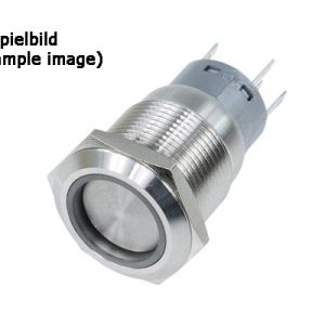 Phobya Vandalism-Proof 19mm Switch, Aluminium Black, White Ring 6pin