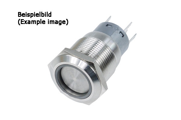 Phobya Vandalism-Proof 19mm Switch, Aluminium Black, White Ring 6pin