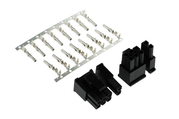 Phobya VGA Power Connector 6+2Pin male incl. 8 Pins - 2 pcs Black