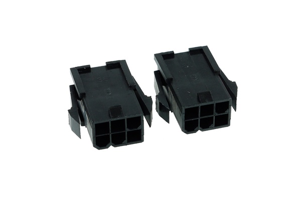 Phobya VGA Power Connector 6Pin female (square) incl. 6 Pins – 2 pcs Black