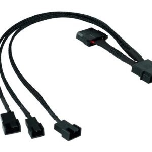 Phobya Y-adaptor 4Pin Molex to 2x 4Pin PWM and 3Pin 30cm - black