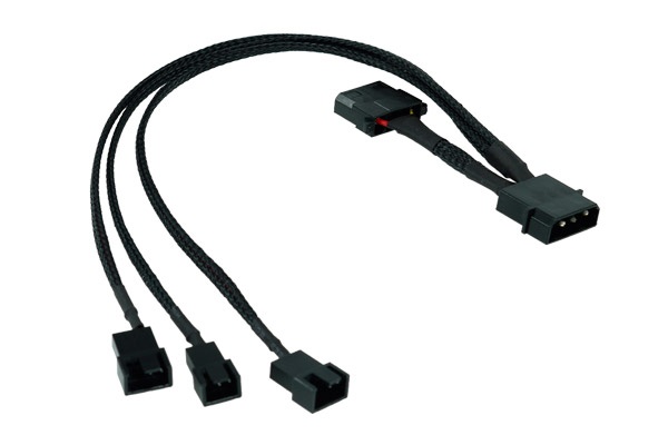 Phobya Y-adaptor 4Pin Molex to 2x 4Pin PWM and 3Pin 30cm – black