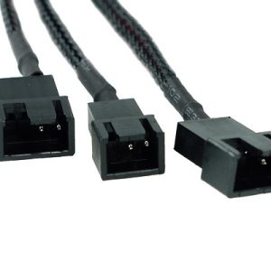 Phobya Y-adaptor 4Pin Molex to 2x 4Pin PWM and 3Pin 30cm - black
