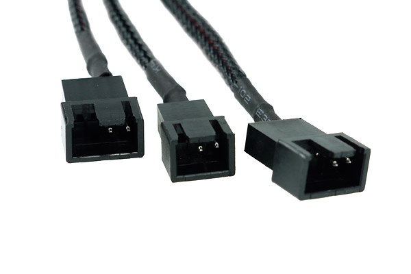 Phobya Y-adaptor 4Pin Molex to 2x 4Pin PWM and 3Pin 30cm - black