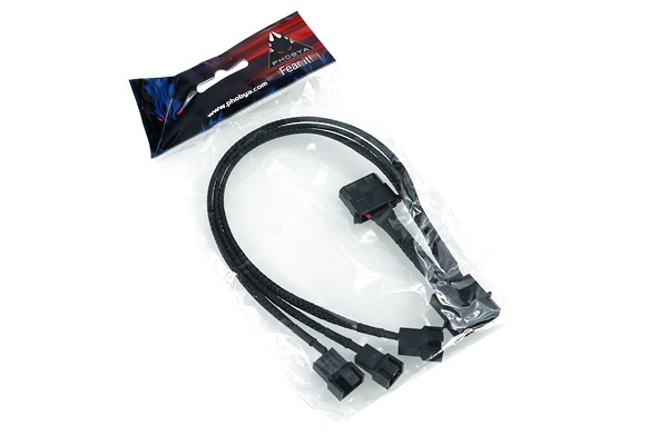 Phobya Y-adaptor 4Pin Molex to 2x 4Pin PWM and 3Pin 30cm - black