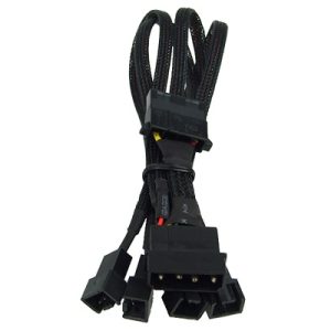 Phobya Y-adaptor 4Pin Molex to 4x 3Pin (12V) 30cm - black