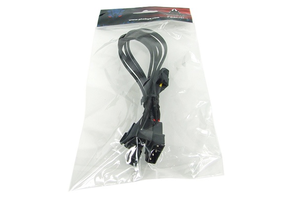 Phobya Y-adaptor 4Pin Molex to 4x 3Pin (12V) 30cm - black