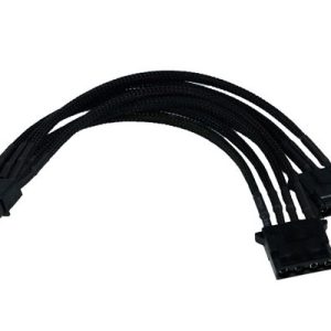 Phobya Y-Cable 4Pin to 2x 4Pin Single Sleeved 20cm - Black