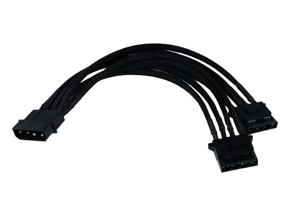 Phobya Y-Cable 4Pin to 2x 4Pin Single Sleeved 20cm – Black