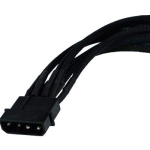Phobya Y-Cable 4Pin to 2x 4Pin Single Sleeved 20cm - Black