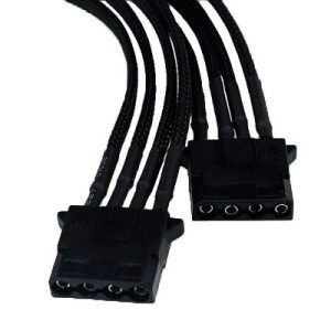 Phobya Y-Cable 4Pin to 2x 4Pin Single Sleeved 20cm - Black