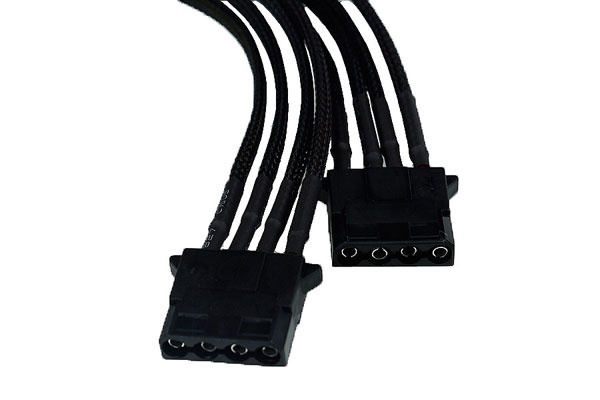 Phobya Y-Cable 4Pin to 2x 4Pin Single Sleeved 20cm - Black