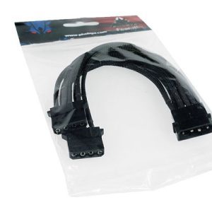 Phobya Y-Cable 4Pin to 2x 4Pin Single Sleeved 20cm - Black