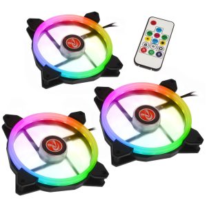 RAIJINTEK IRIS 14 Rainbow RGB LED fan, set of 3 including controller - 140mm - B-Grade