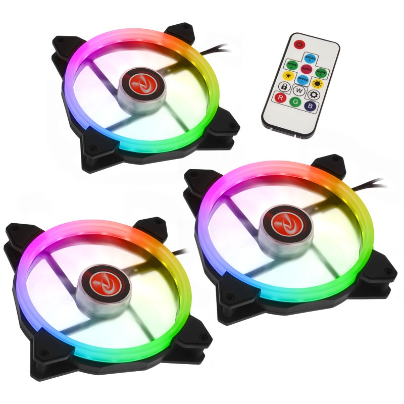 RAIJINTEK IRIS 14 Rainbow RGB LED fan, set of 3 including controller - 140mm - B-Grade