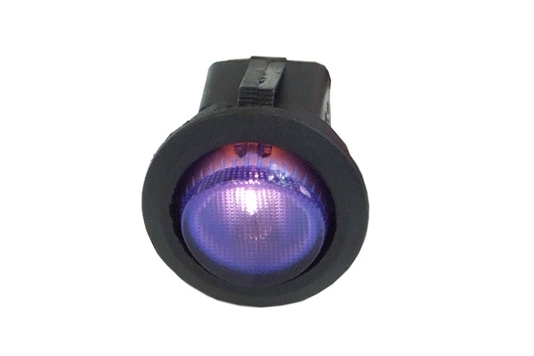 Round Phobya toggle switch – blue lighting – unipolar ON / OFF black (3-pin)