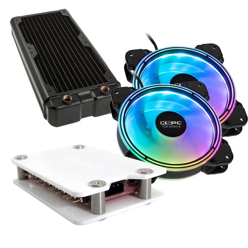 WCUK Spec HWL Black Ice Nemesis GTX240 Black Radiator and XSPC Fan Kit with Hub