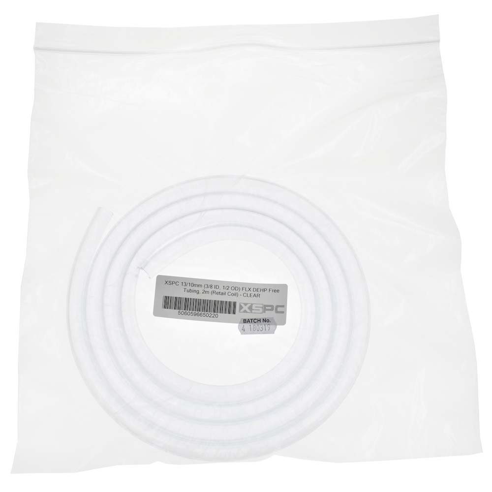 XSPC 13/10mm (3/8 ID, 1/2 OD) FLX DEHP Free Tubing, 2m (Retail Coil) - CLEAR : image 2