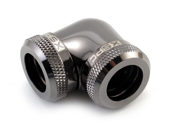 XSPC 14mm Rigid Tubing 90 Elbow Fitting – Black Chrome