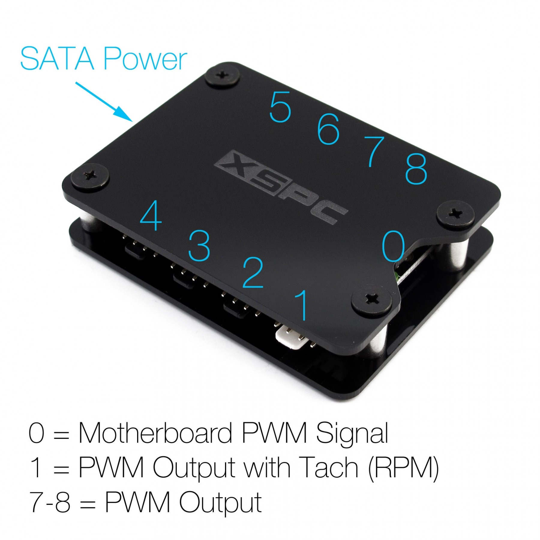 XSPC 8 Way PWM Splitter Hub - SATA Powered (Black) V2 : image 4