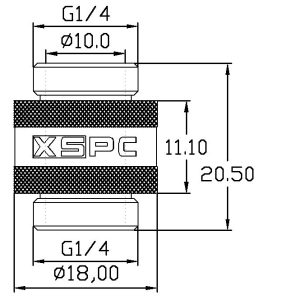 XSPC G1/4 11mm Male to Male Rotary Fitting - Black Chrome : image 3
