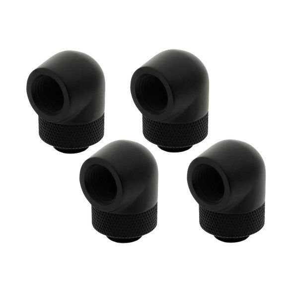 XSPC G1/4, 90 Degree Rotary Fitting V2 – Matte Black (4 Pack)